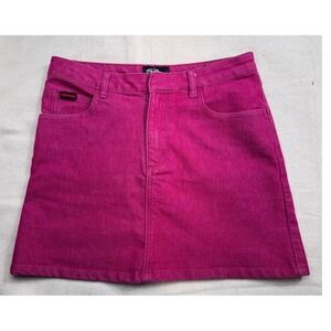 Y2K Fubu The Collection Teen Girls Pink Denim Mini Skirt Size 14 / Size 27 Waist